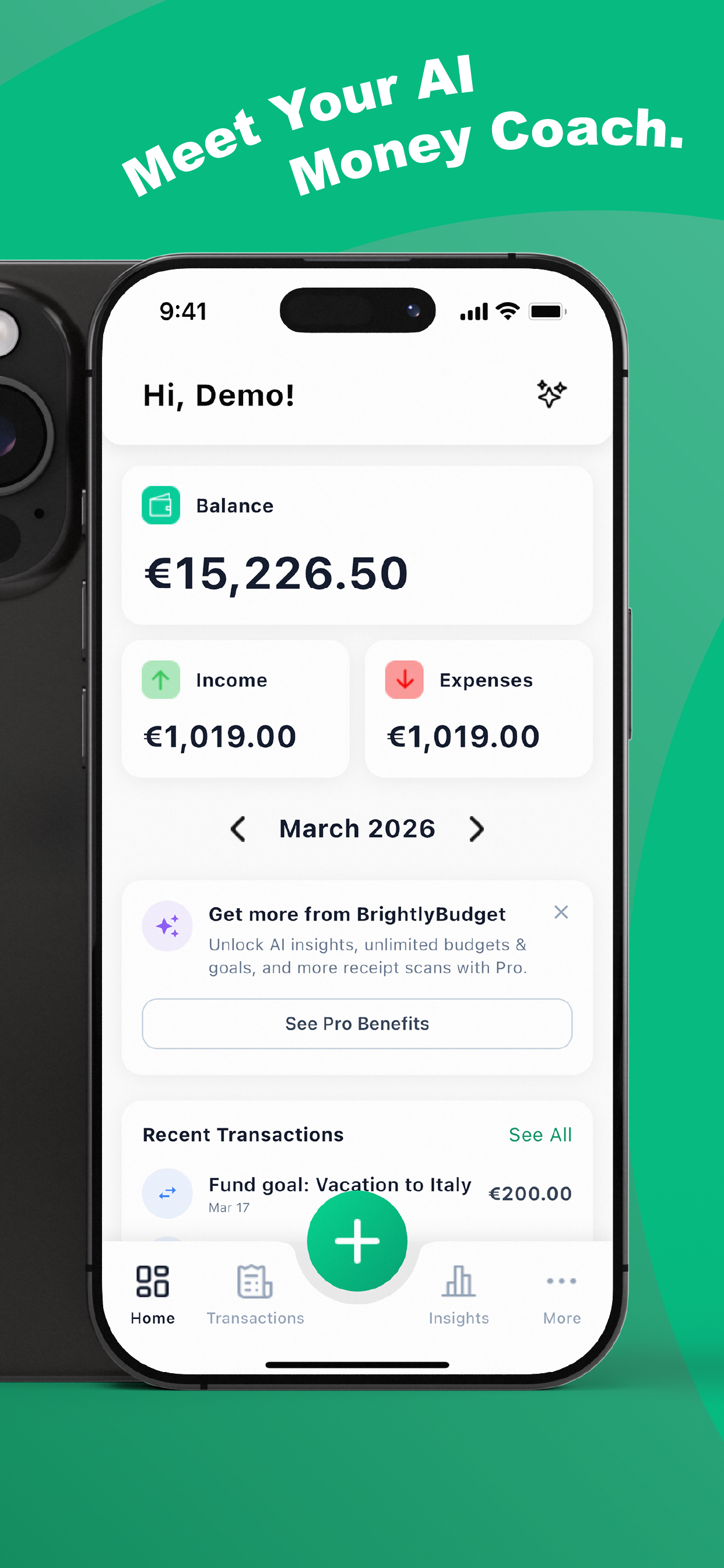 Brightly Budget Home Screen